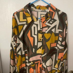 Women's Big Dart Blouse, Long Sleeve Button Down Size - XXL